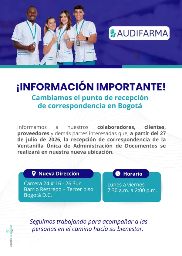 Información importante, cambiamos el punto de recepción de correspondencia en Bogotá